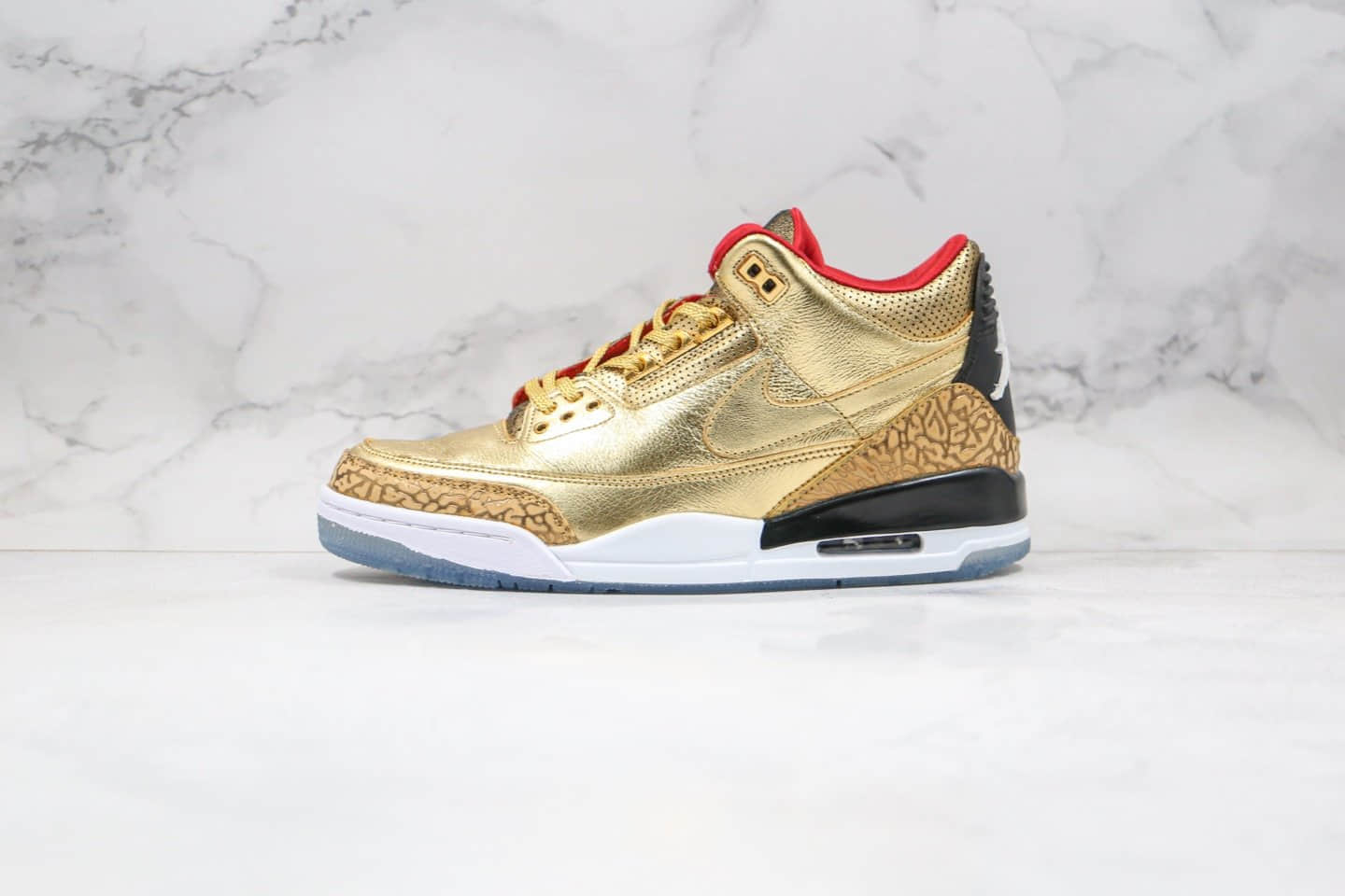 乔丹Air Jordan 3 Retro Luxury Gold Color Red SILK纯原版本奥斯卡小金人特别版AJ3土豪金色手稿原楦头纸板打造 (ID:42149) - 图片1
