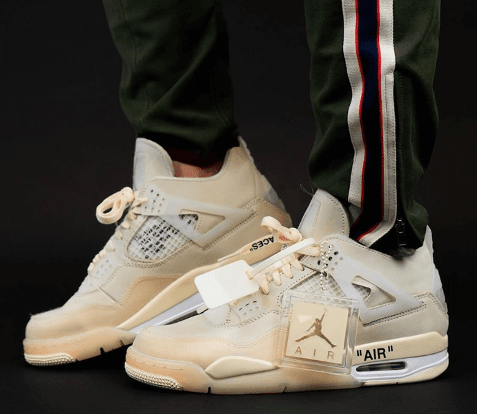 拍卖价 20 万美元的 OW x AJ4上脚美照释出！下月发售！ 货号：CV9388-100