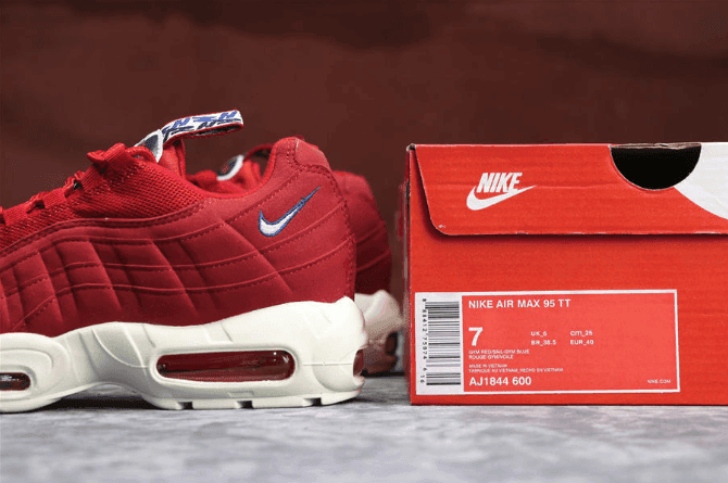 Nike Air Max 95 TT酒红 耐克公司级95系列子弹串标内置大酒红气垫 货号:AJ1844-600