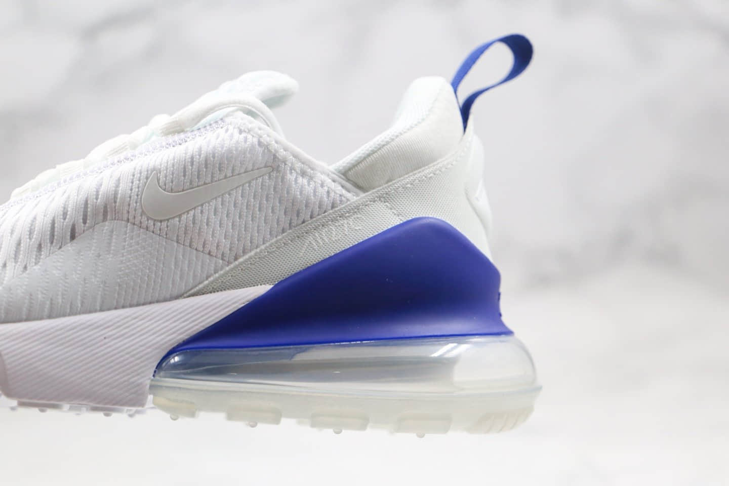 耐克Nike Air Max 270公司级版本半掌气垫跑鞋白蓝色原厂小潘气垫 货号:CI2671-105