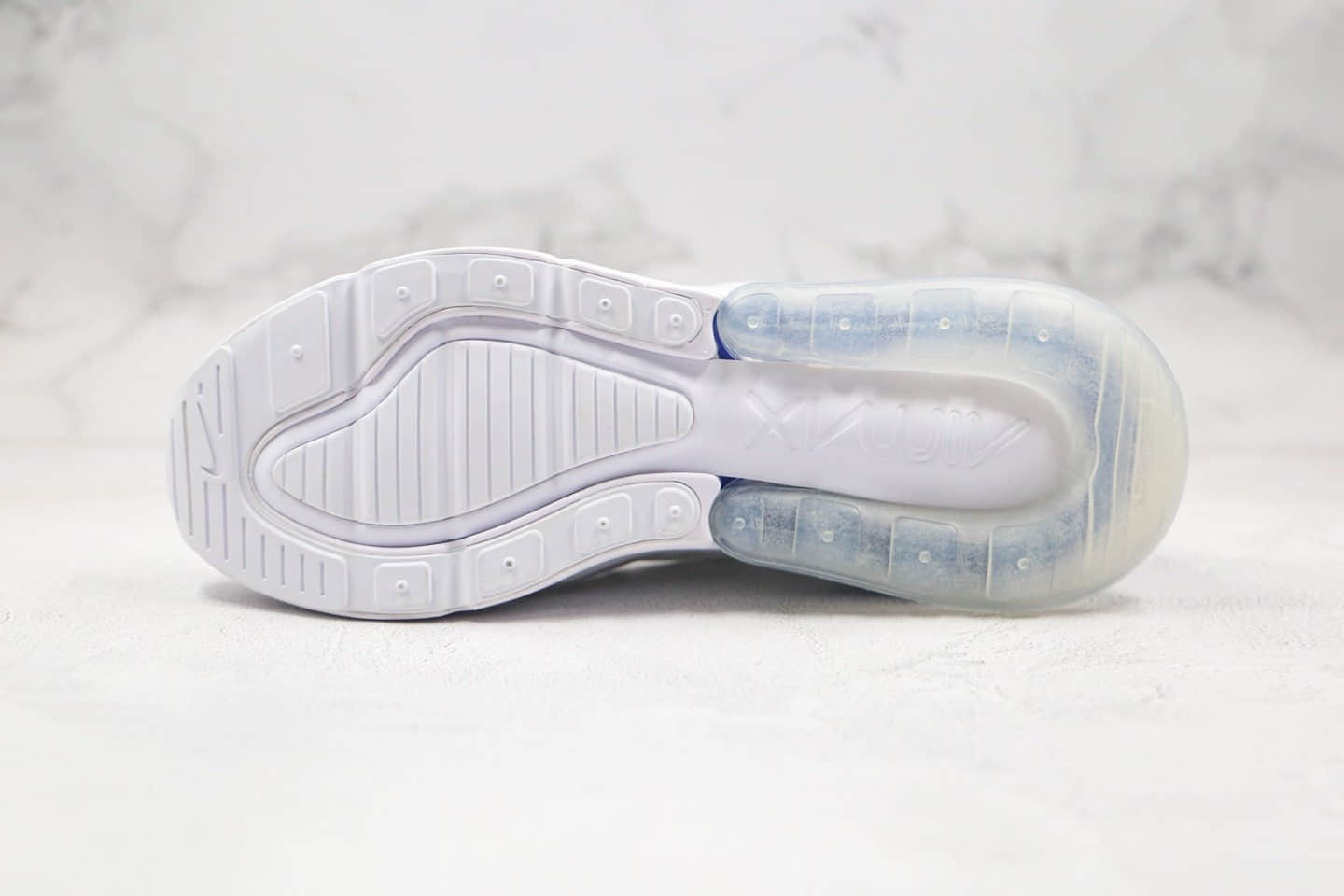 耐克Nike Air Max 270公司级版本半掌气垫跑鞋白蓝色原厂小潘气垫 货号:CI2671-105