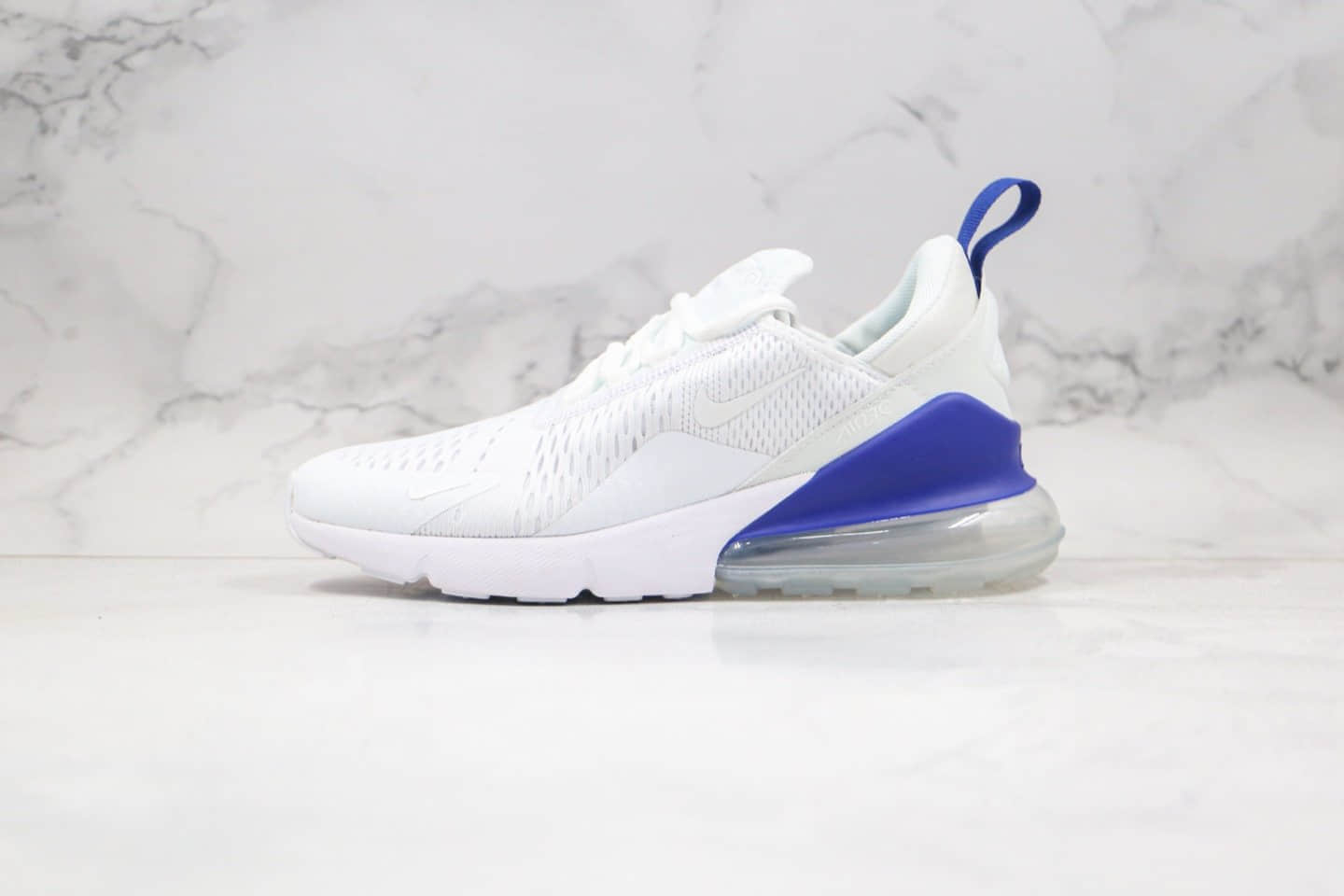 耐克Nike Air Max 270公司级版本半掌气垫跑鞋白蓝色原厂小潘气垫 货号:CI2671-105