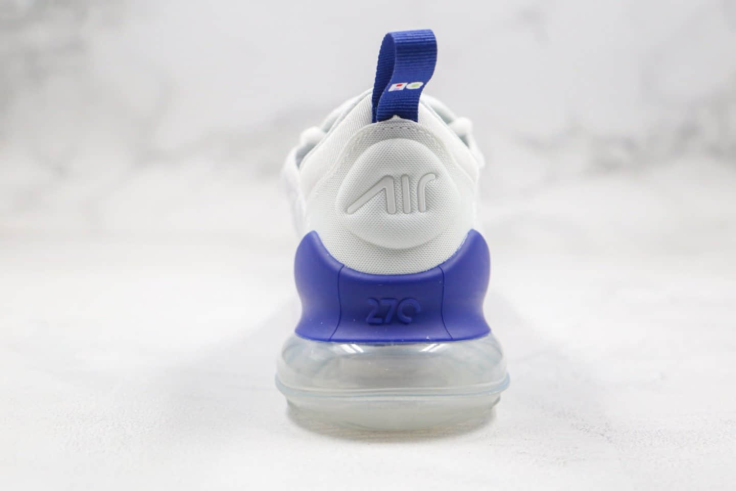 耐克Nike Air Max 270公司级版本半掌气垫跑鞋白蓝色原厂小潘气垫 货号:CI2671-105