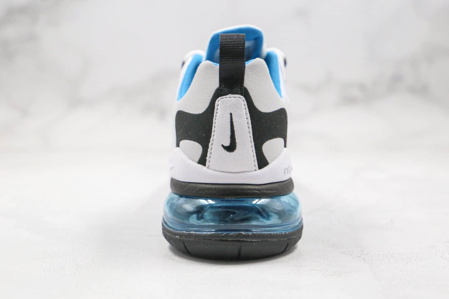 耐克Nike Air Max 270 React公司级版本机能半掌气垫跑鞋黑白蓝细节做工完全校准原鞋 货号:CT1280-101