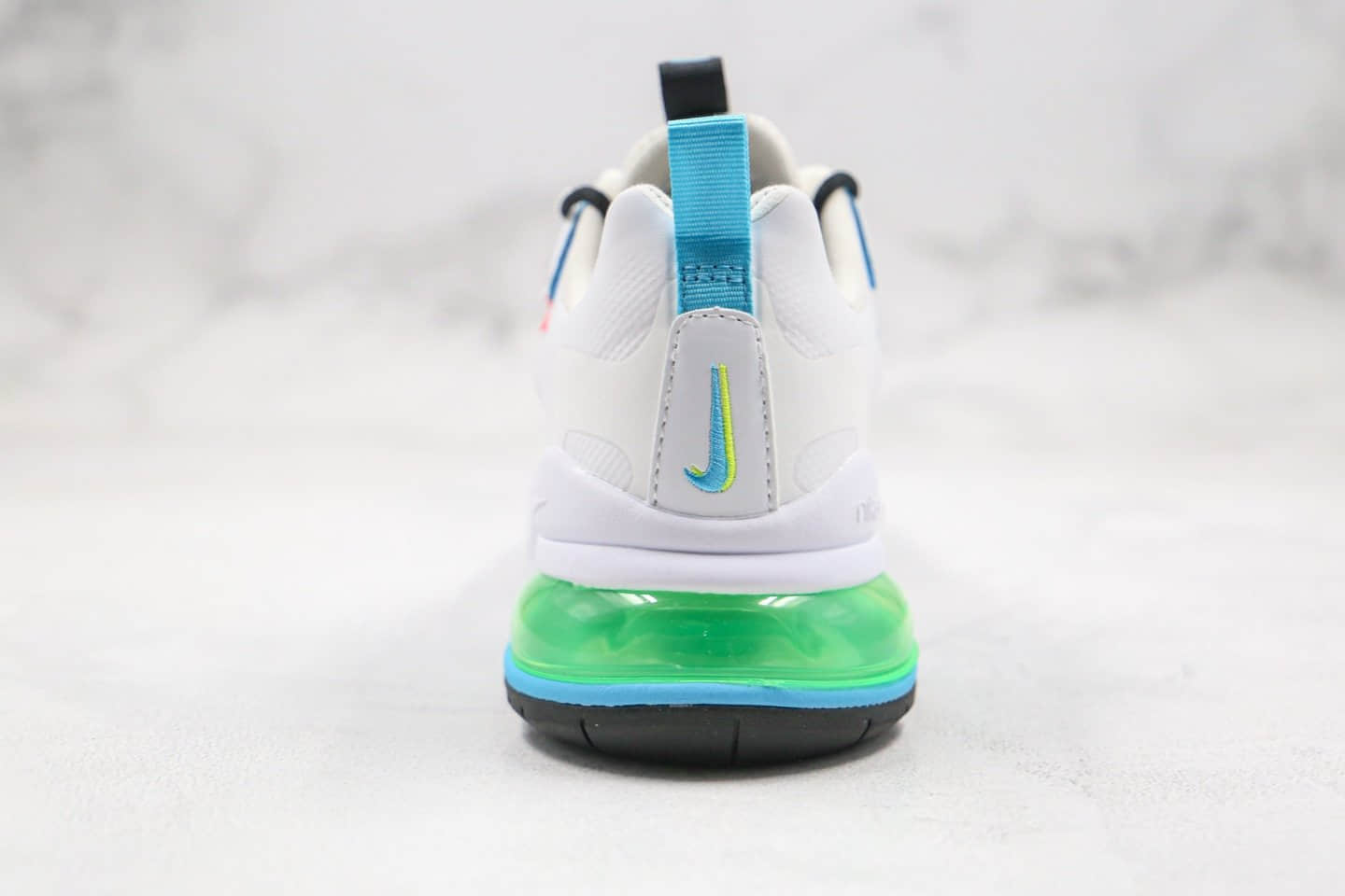 耐克Nike Air Max 270 React公司级版本半掌气垫跑鞋白绿色原鞋材质原标原盒 货号:CK6457-100