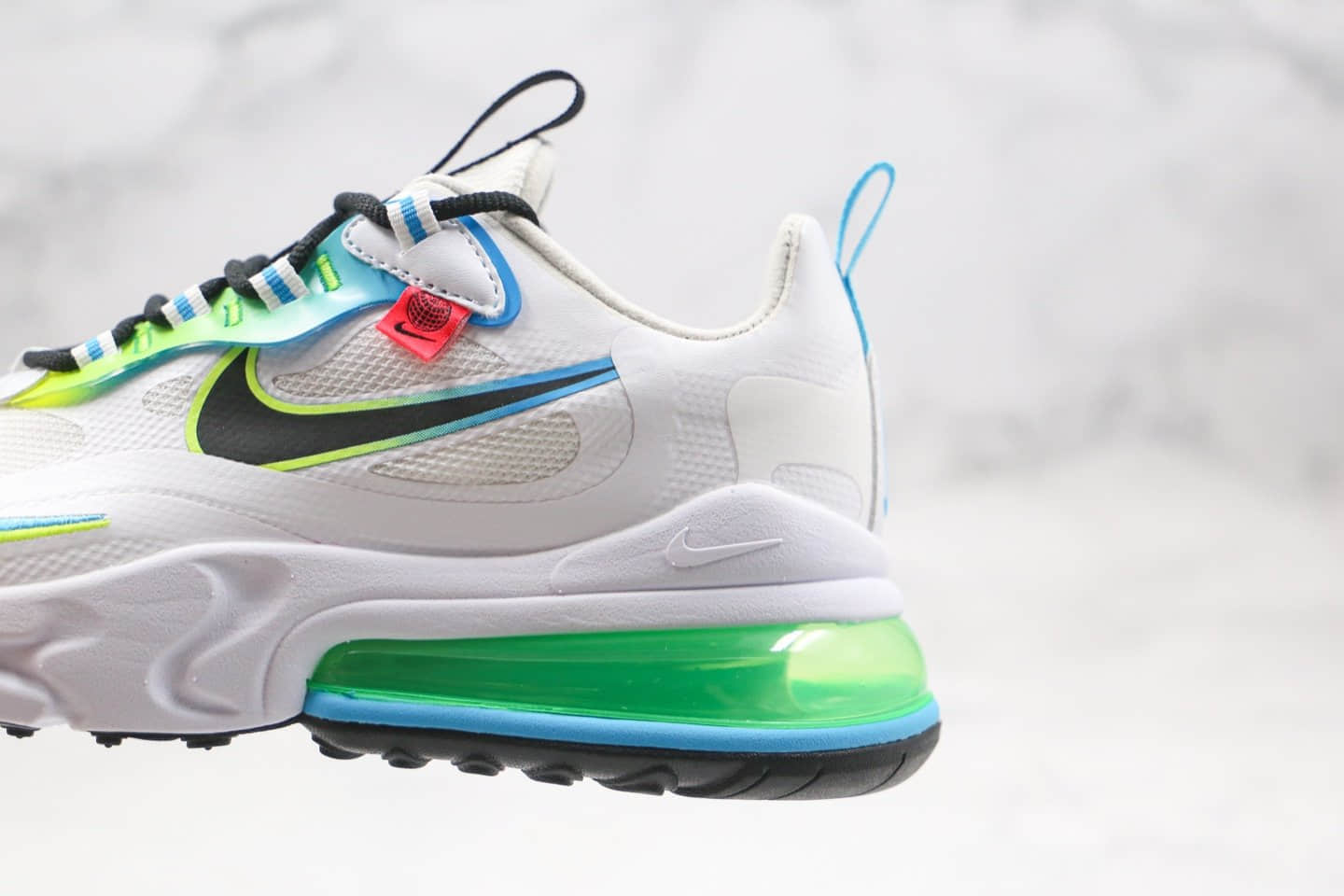 耐克Nike Air Max 270 React公司级版本半掌气垫跑鞋白绿色原鞋材质原标原盒 货号:CK6457-100