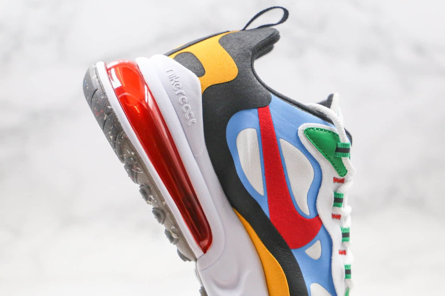 耐克Nike AIR MAX 270 React纯原版本半掌气垫Max270彩虹七彩色内置真小潘气垫原盒原标 货号:DA2610-161
