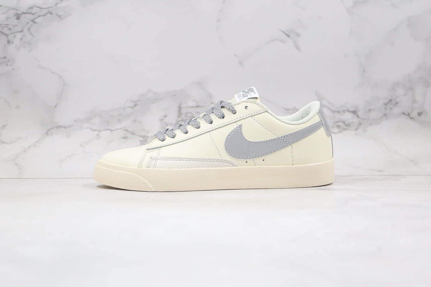 耐克Nike Blazer Low纯原版本低帮开拓者3M反光米白灰色皮面区别市面通货版本 货号:CK6924-101