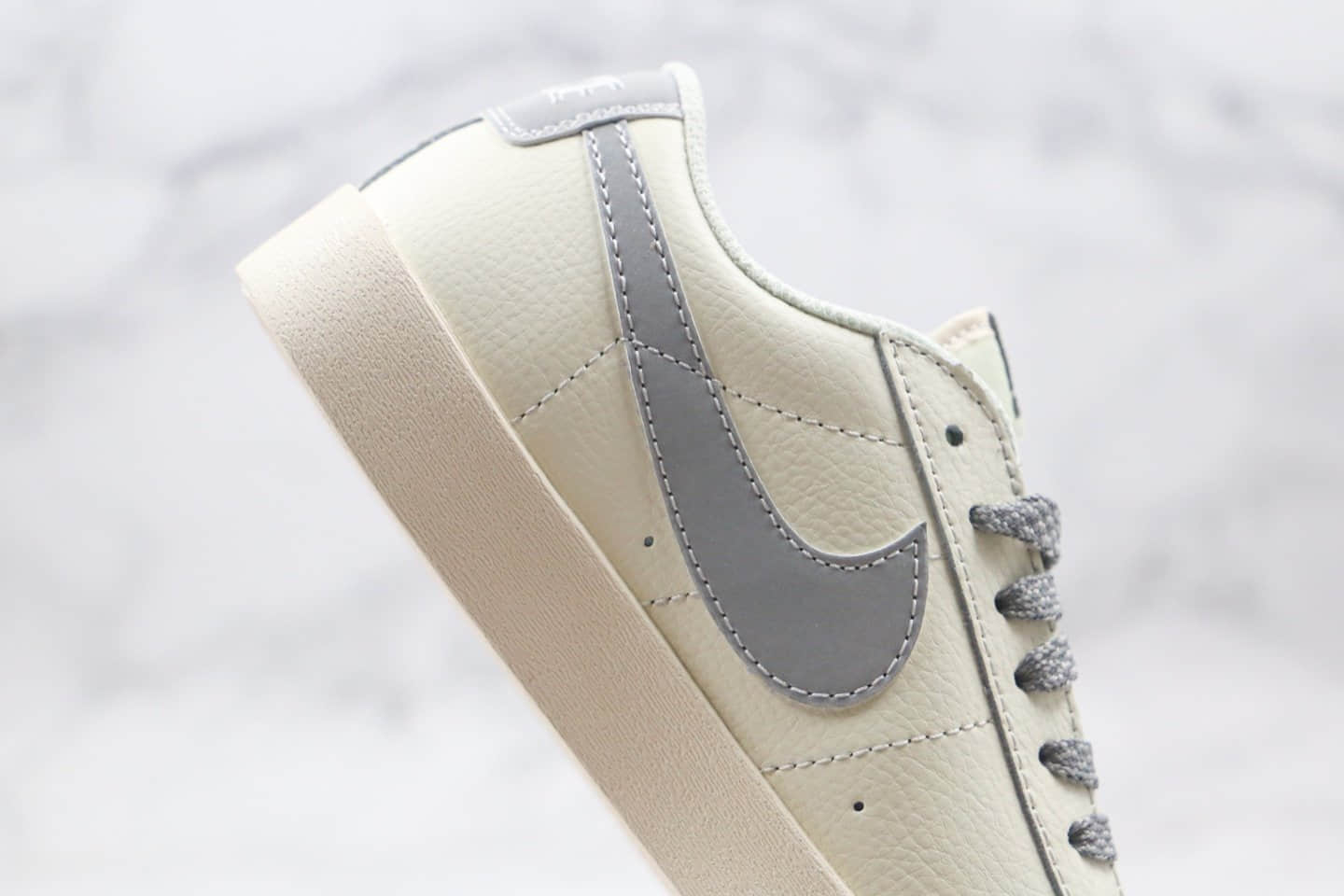 耐克Nike Blazer Low纯原版本低帮开拓者3M反光米白灰色皮面区别市面通货版本 货号:CK6924-101