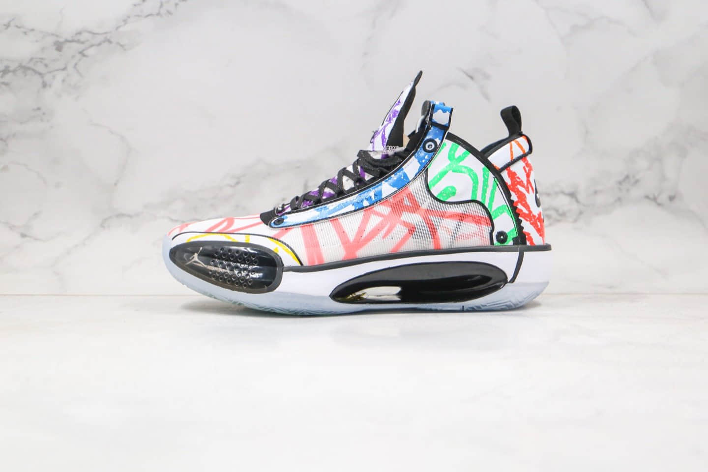 乔丹Air Jordan 34 PE x Zion Williamson纯原版本新科状元联名款AJ34涂鸦彩绘配色内置气垫支持实战 (ID:43237) - 图片1