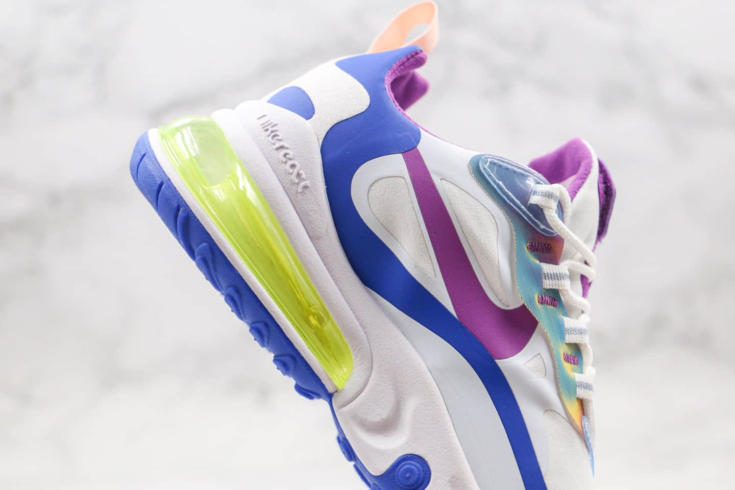 耐克Nike React Air Max 270纯原版本半掌气垫Max270蓝紫色内置真小潘气垫原盒原标 货号:CW0630-100