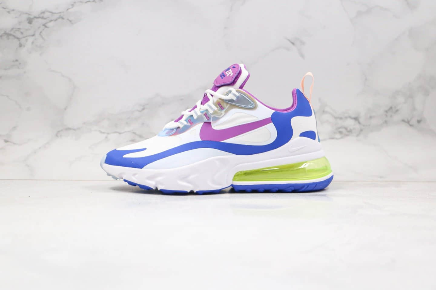 耐克Nike React Air Max 270纯原版本半掌气垫Max270蓝紫色内置真小潘气垫原盒原标 货号:CW0630-100