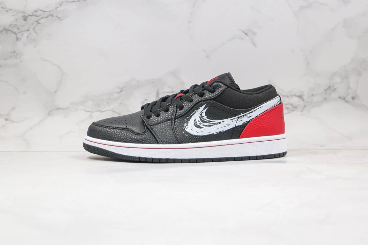 乔丹Air Jordan 1 Low纯原版本低帮AJ1手绘涂鸦黑红色内置气垫原楦头纸板打造 (ID:44086) - 图片1
