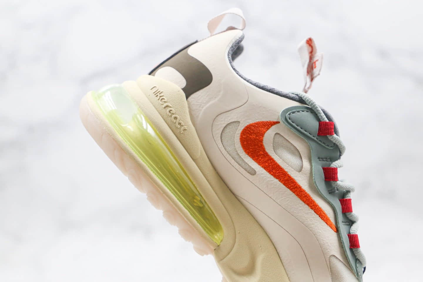 耐克Travis Scott x Nike Air Max 270 React纯原版本TS联名气垫跑鞋淡奶油倒钩原楦开发 货号:CV2414-200