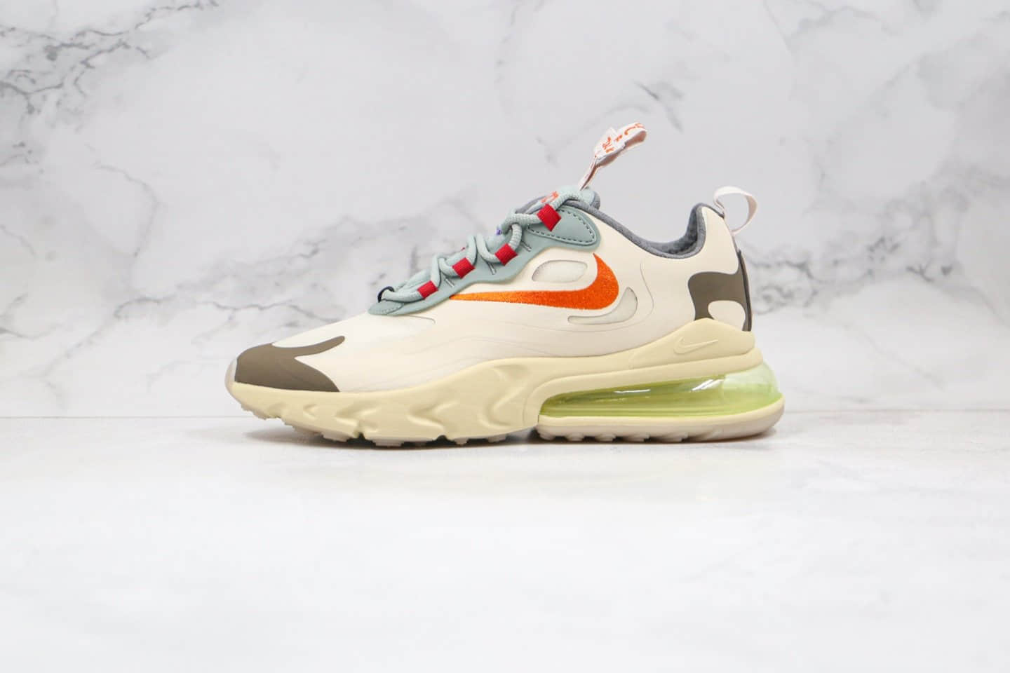 耐克Travis Scott x Nike Air Max 270 React纯原版本TS联名气垫跑鞋淡奶油倒钩原楦开发 货号:CV2414-200