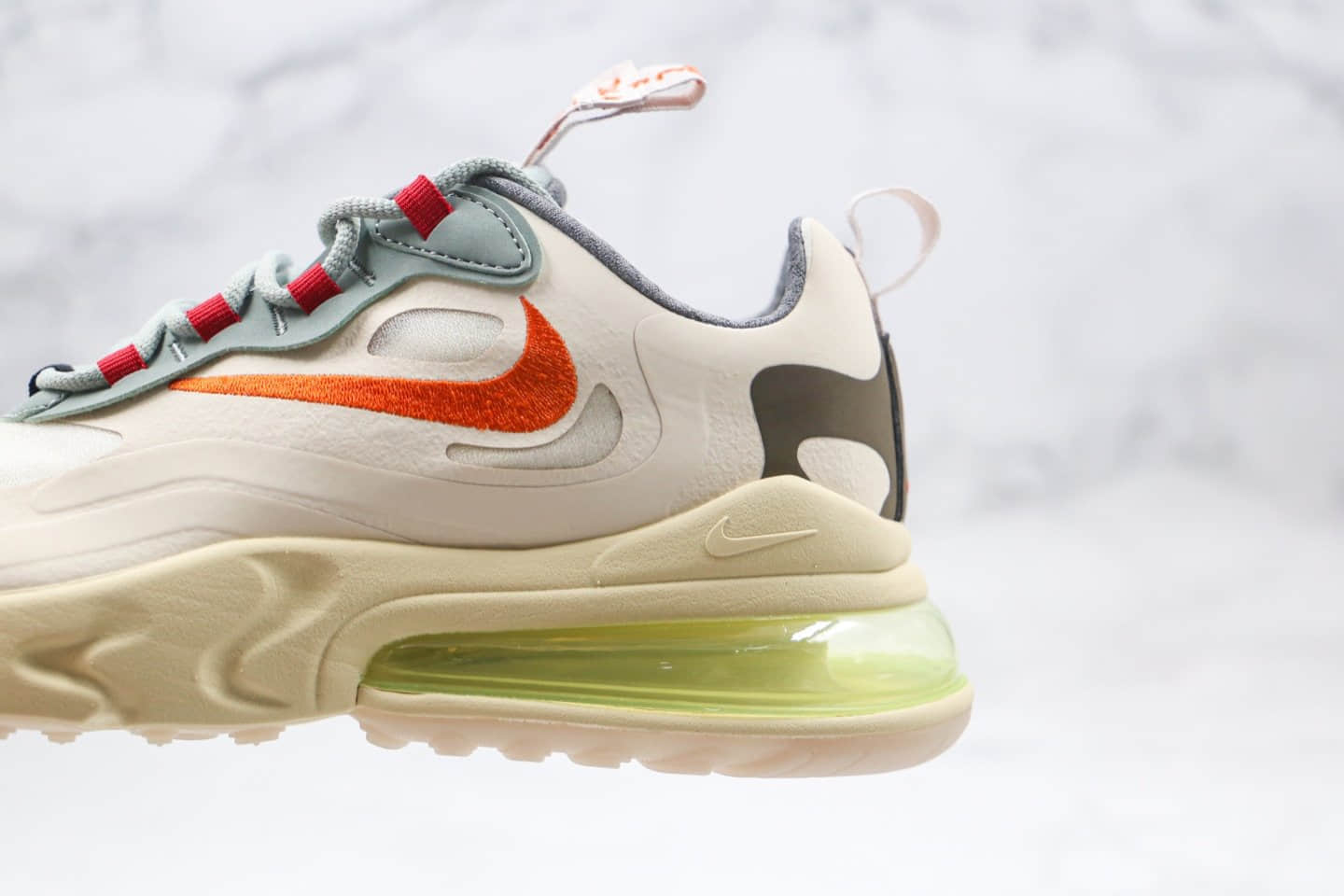 耐克Travis Scott x Nike Air Max 270 React纯原版本TS联名气垫跑鞋淡奶油倒钩原楦开发 货号:CV2414-200