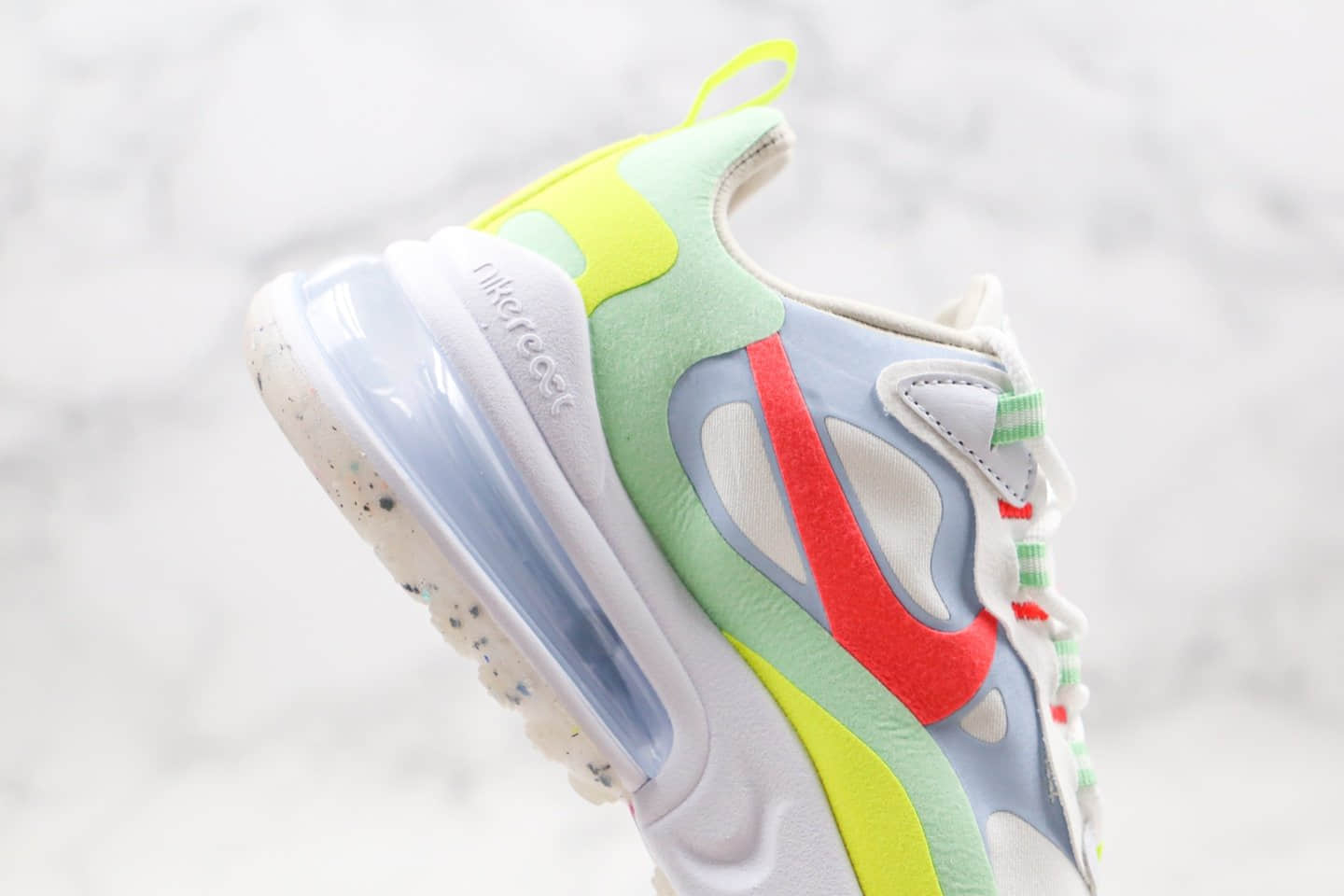 耐克Nike React Air Max 270 React LA Edition纯原版本高桥盾网纱半掌气垫鞋Max270白粉蓝绿色内置真小潘气垫 货号:DB5927-161