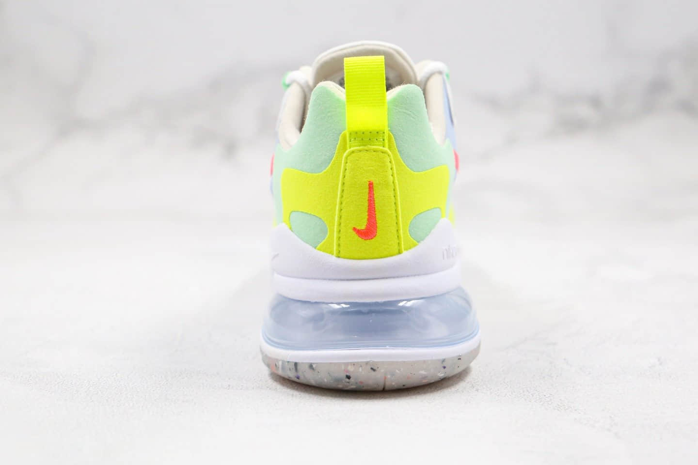 耐克Nike React Air Max 270 React LA Edition纯原版本高桥盾网纱半掌气垫鞋Max270白粉蓝绿色内置真小潘气垫 货号:DB5927-161