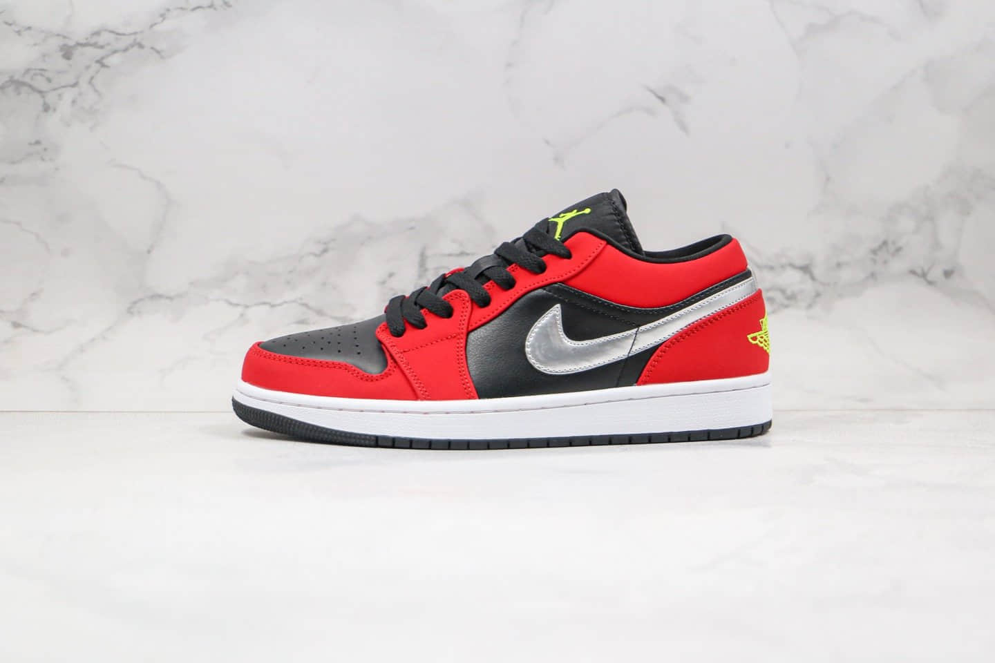 乔丹Air Jordan 1 Low纯原版本低帮AJ1黑红银色内置气垫模块原档案数据开发原盒原标 (ID:44614) - 图片1
