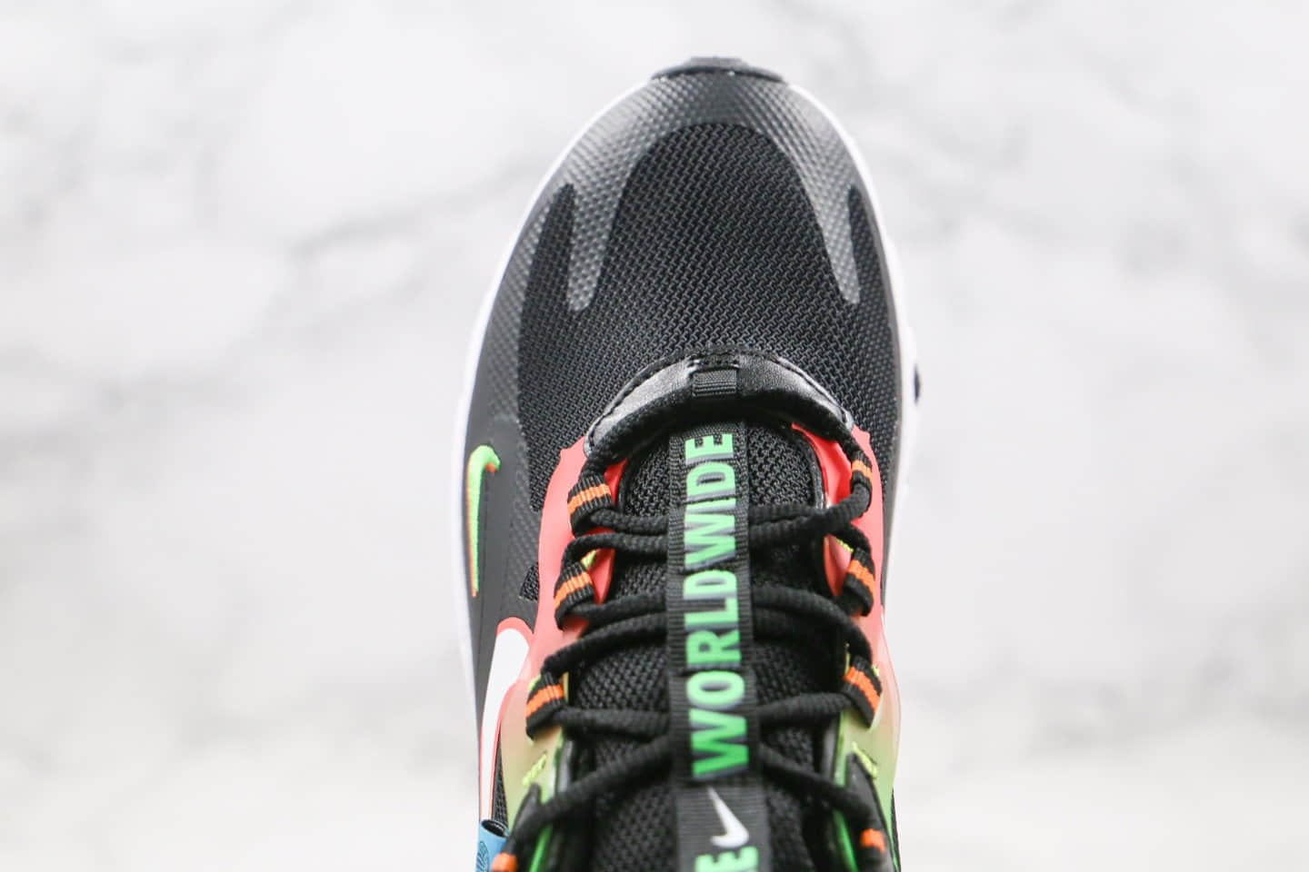 耐克Nike React Air Max 270 React LA Edition纯原版本高桥盾网纱系列Max270气垫鞋黑渐变红绿色内置真小潘气垫 货号:CK6547-001