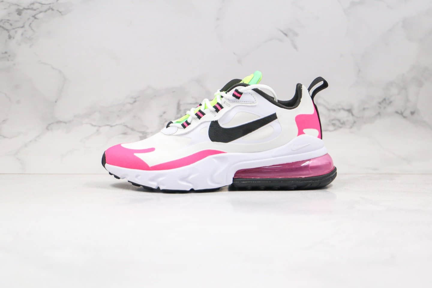 耐克Nike React Air Max 270 React LA Edition纯原版本高桥盾网纱系列半掌气垫Max270跑步鞋白粉色原盒原标 (ID:45427) - 图片1