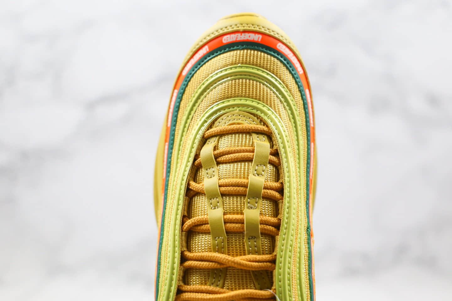 耐克Nike Air Max 97 x UNDEFEATED纯原版本子弹头气垫鞋Max97金黄色内置全掌真实气垫 货号:AJ1986-006
