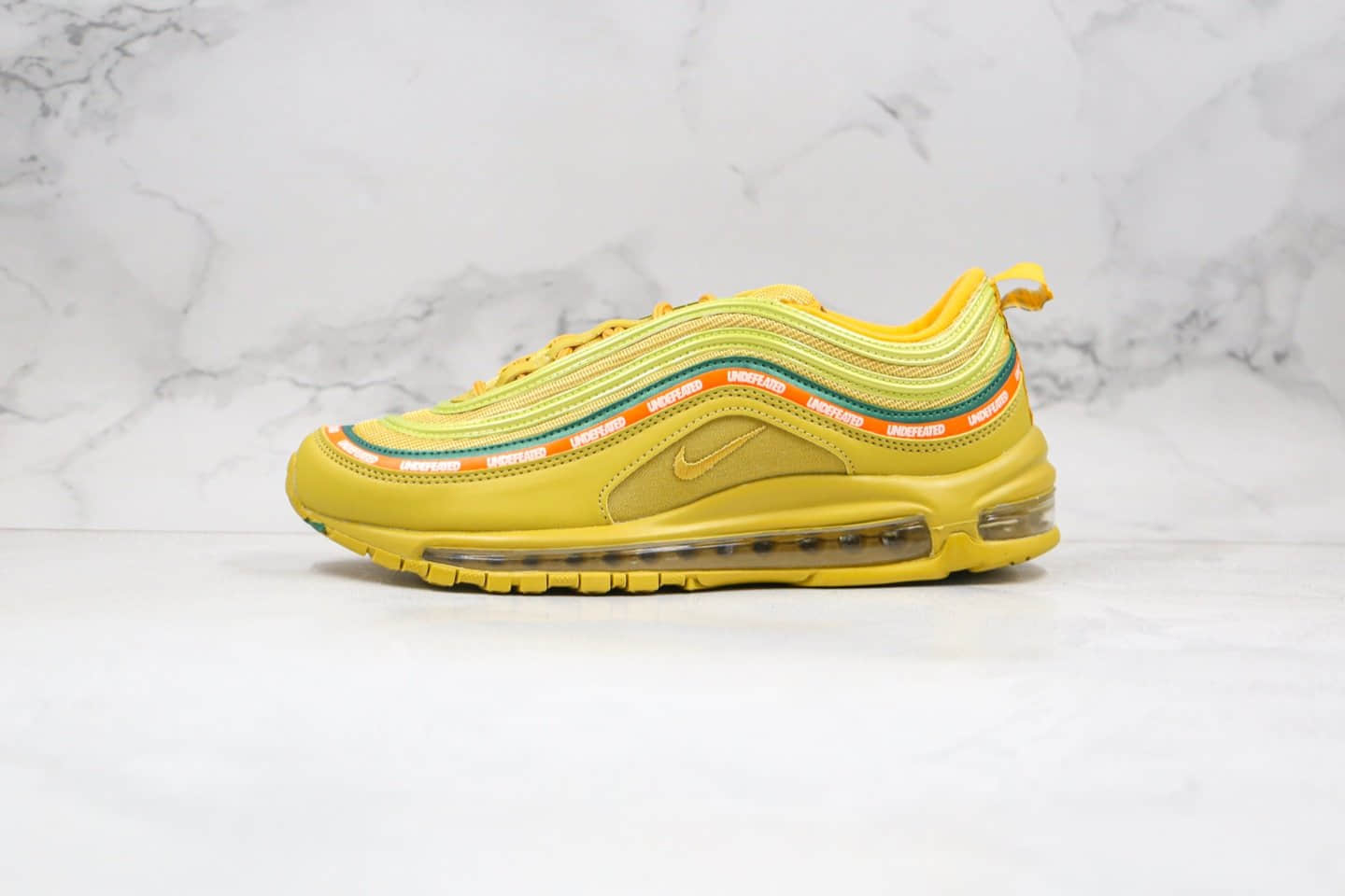 耐克Nike Air Max 97 x UNDEFEATED纯原版本子弹头气垫鞋Max97金黄色内置全掌真实气垫 货号:AJ1986-006