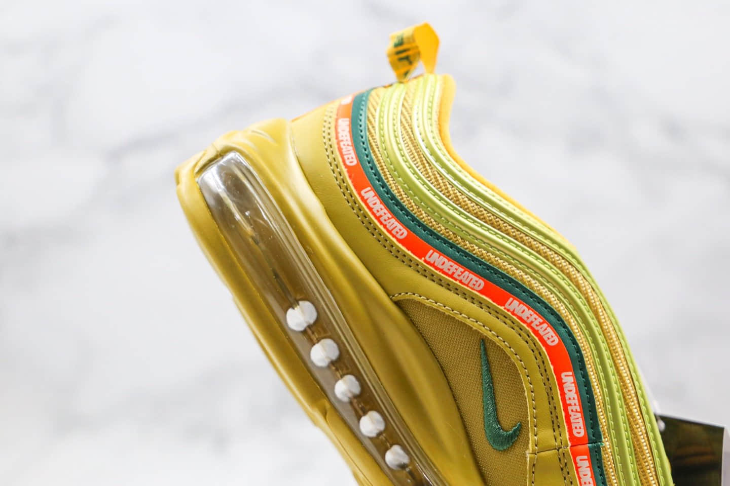 耐克Nike Air Max 97 x UNDEFEATED纯原版本子弹头气垫鞋Max97金黄色内置全掌真实气垫 货号:AJ1986-006
