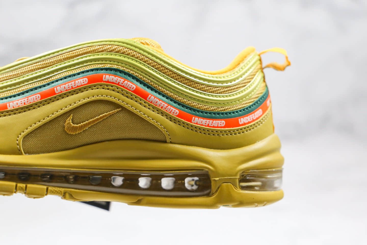 耐克Nike Air Max 97 x UNDEFEATED纯原版本子弹头气垫鞋Max97金黄色内置全掌真实气垫 货号:AJ1986-006