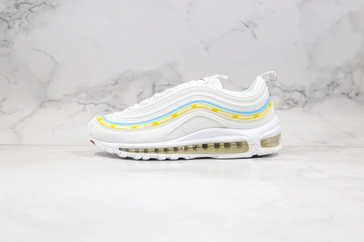 耐克Nike Air MAX 97纯原版本子弹头气垫鞋Max97白蓝黄色内置全掌真气垫原盒原标 货号:AJ1986-007