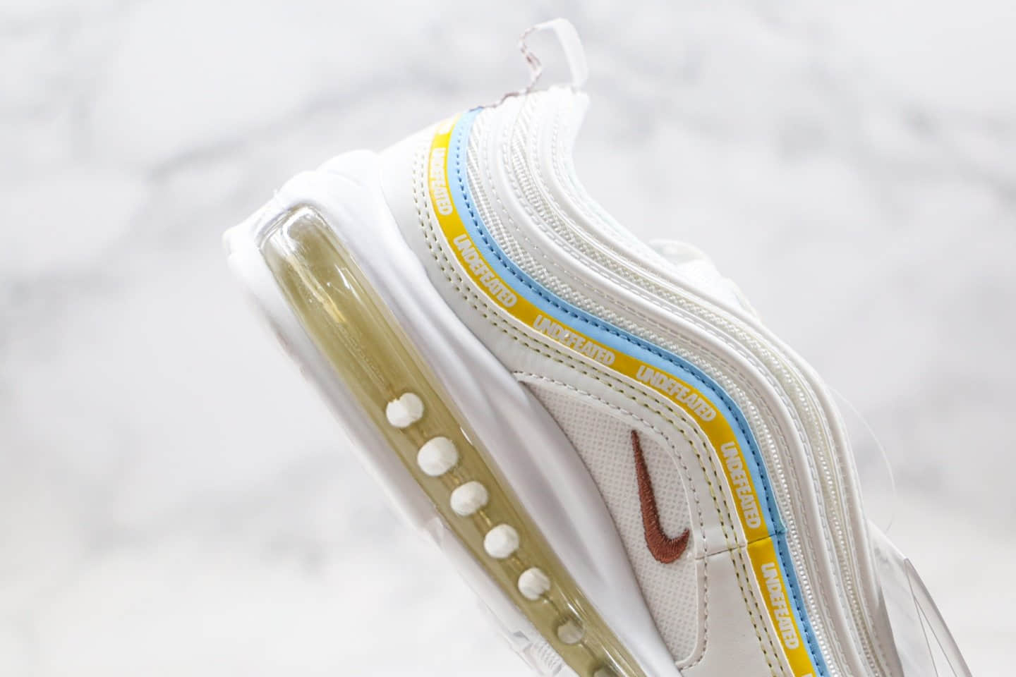 耐克Nike Air MAX 97纯原版本子弹头气垫鞋Max97白蓝黄色内置全掌真气垫原盒原标 货号:AJ1986-007