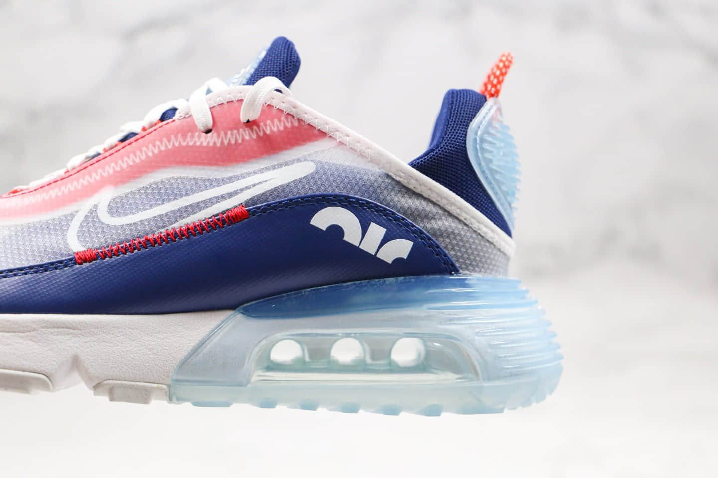 耐克Nike Max 2090纯原版本半透明网纱材质王一博代言款Max2090太空气垫鞋蓝红色内置真实气垫 货号:CT1091-101