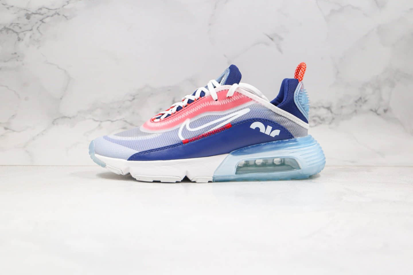 耐克Nike Max 2090纯原版本半透明网纱材质王一博代言款Max2090太空气垫鞋蓝红色内置真实气垫 货号:CT1091-101