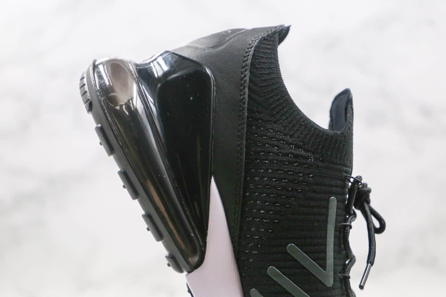 耐克Nike Air Max 270 Flyknit公司级版本半掌气垫跑鞋黑灰色区别市面通货 货号:AO1023-001