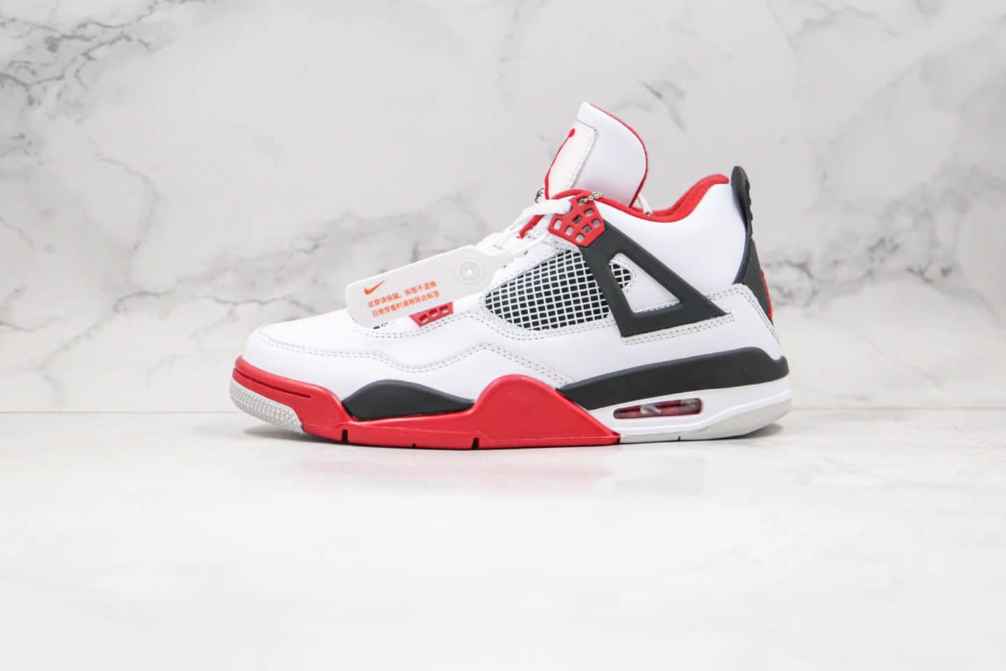 乔丹Air Jordan 4“Fire Red”纯原版本AJ4白红赛车原厂头层皮原盒原标 (ID:46390) - 图片1