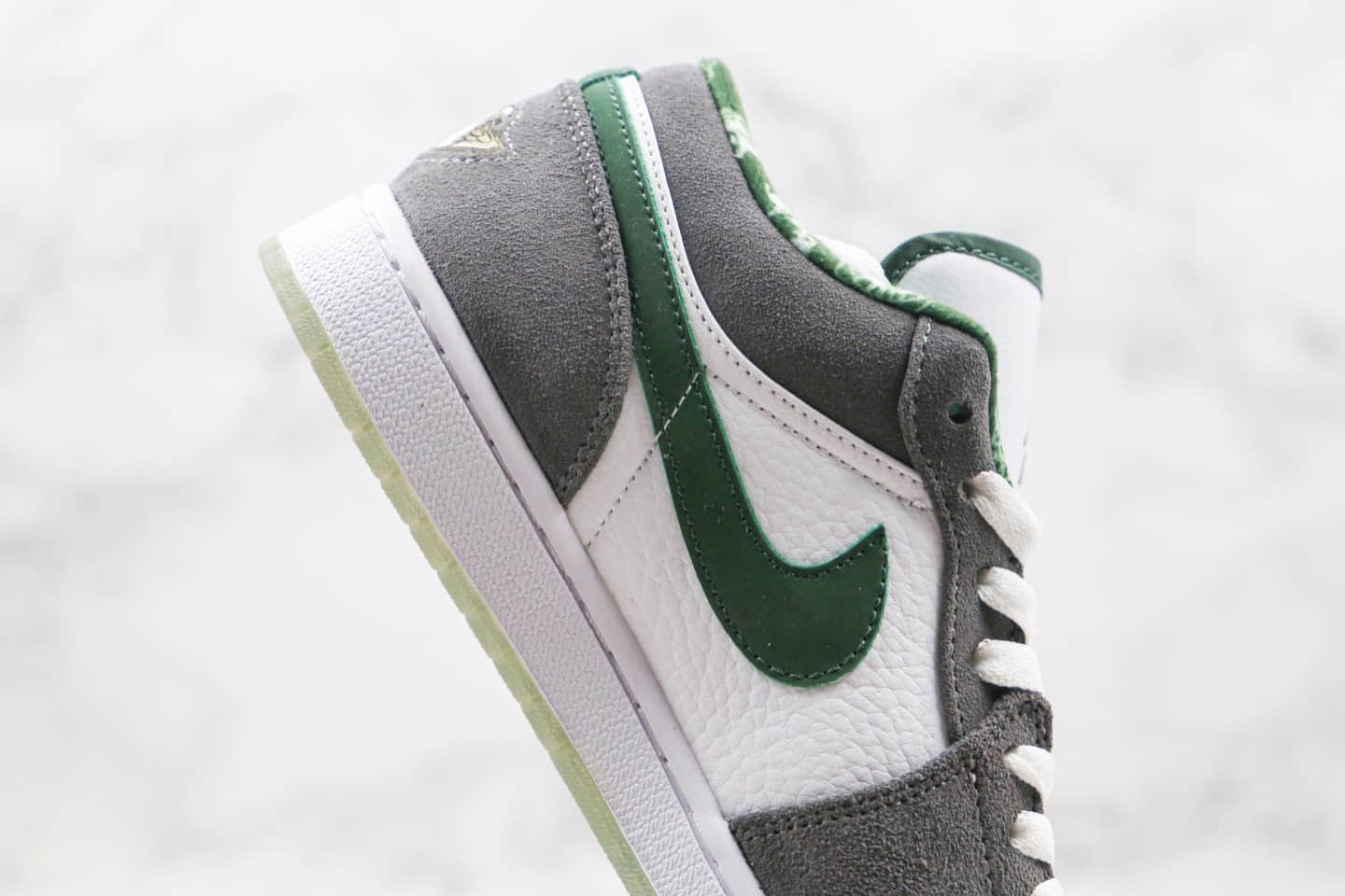 乔丹Air Jordan 1 low纯原版本低帮AJ1灰绿色麂皮配色篮球鞋内置气垫原档案数据开发 货号:309192-131