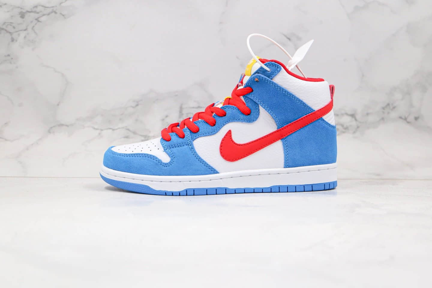 耐克Nike SB Dunk High Doraemon纯原版本高帮SB板鞋机器猫哆啦A梦蓝白红色原盒配件齐全 (ID:46663) - 图片1