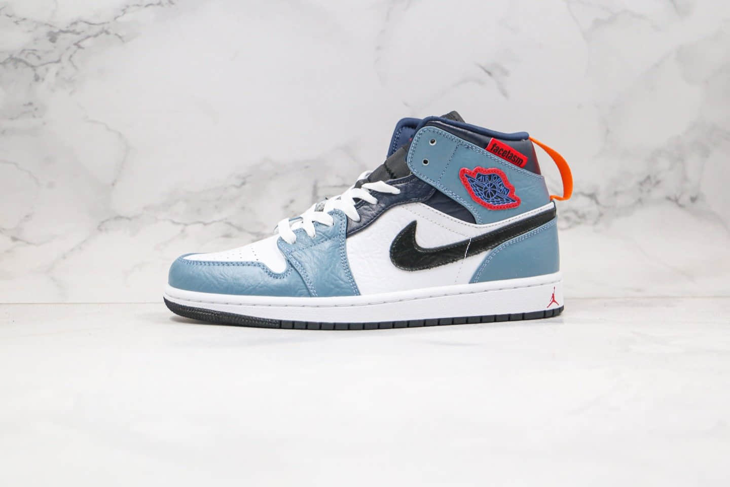 乔丹Air Jordan 1 Mid Fearless x Facetasm纯原版本联名款中帮AJ1蓝色原楦头纸板打造原盒原标 (ID:47050) - 图片1