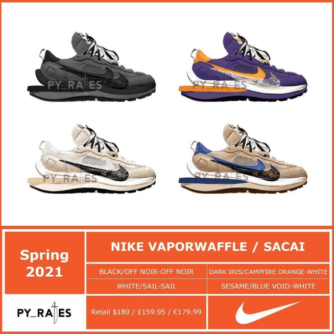 四双 sacai x Nike VaporWaffle新配色曝光！还有经典湖人装扮！ (ID:47111) - 图片1