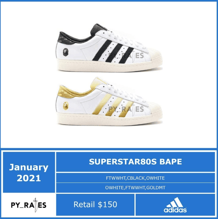全新Bape x adidas Superstar 80s联名首度曝光！明年登场！ (ID:47393) - 图片1