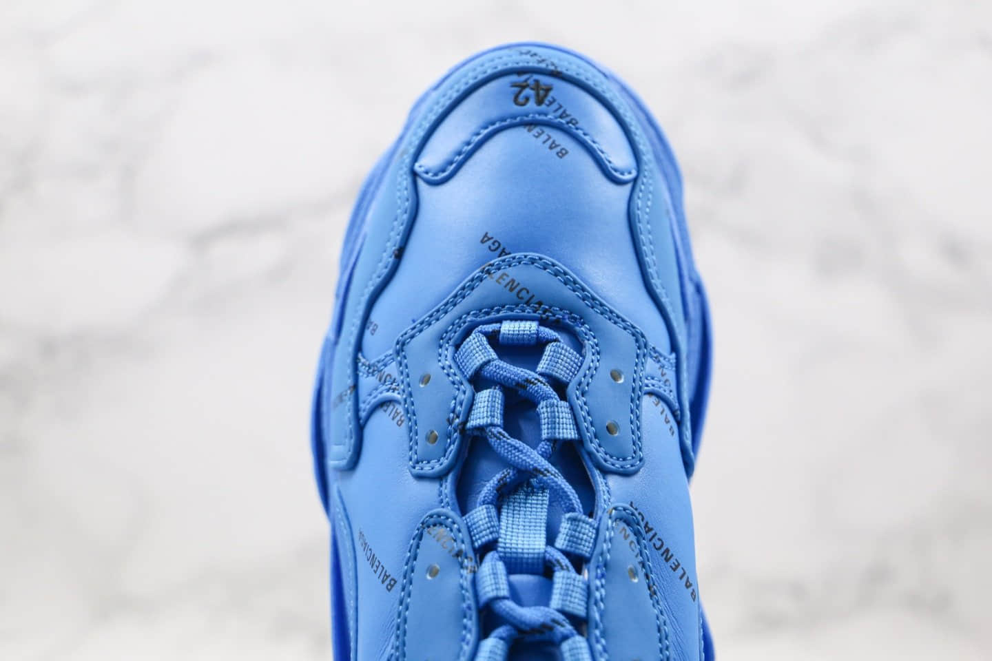 巴黎世家Balenciaga Triple S纯原版本初代复古老爹鞋蓝色字母弹幕原盒配件齐全原档案数据开发