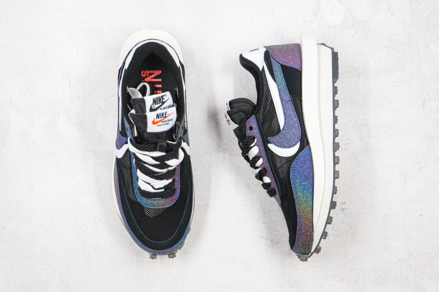 耐克Nike LDV Waffle x Sacai纯原版本联名款细闪黑彩虹华夫走秀鞋原盒原标正确鞋面颜色 货号:BV5053-002