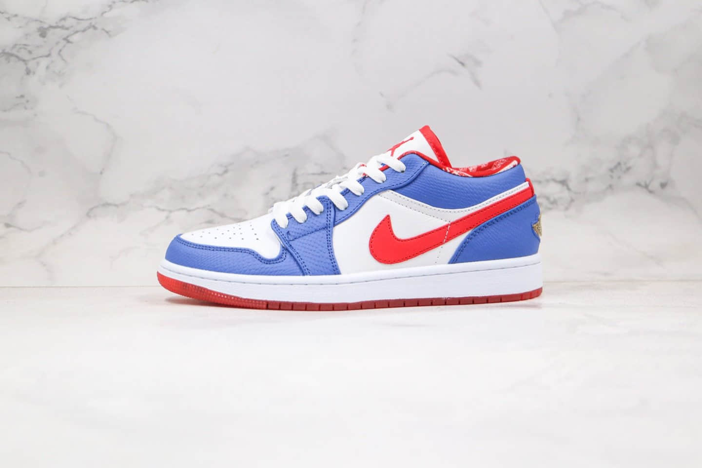 乔丹Air Jordan 1 Low纯原版本低帮AJ1白红蓝色内置气垫原档案数据开发 (ID:48071) - 图片1
