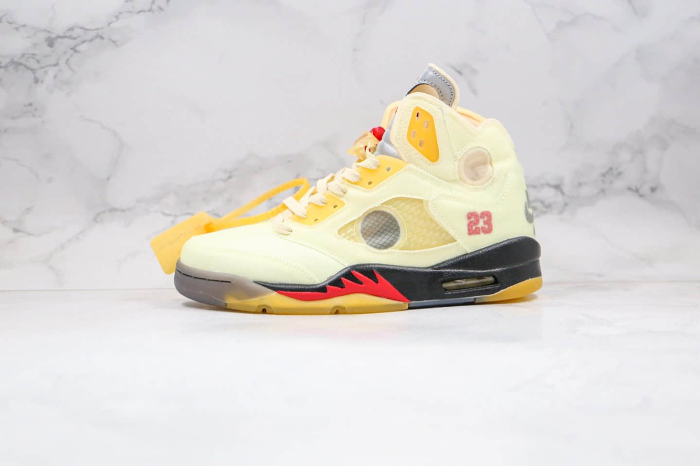 乔丹Air Jordan 5 Sail x OFF-WHITE联名款纯原版本AJ5蝉翼白帆配色原盒配件齐全 (ID:48111) - 图片1