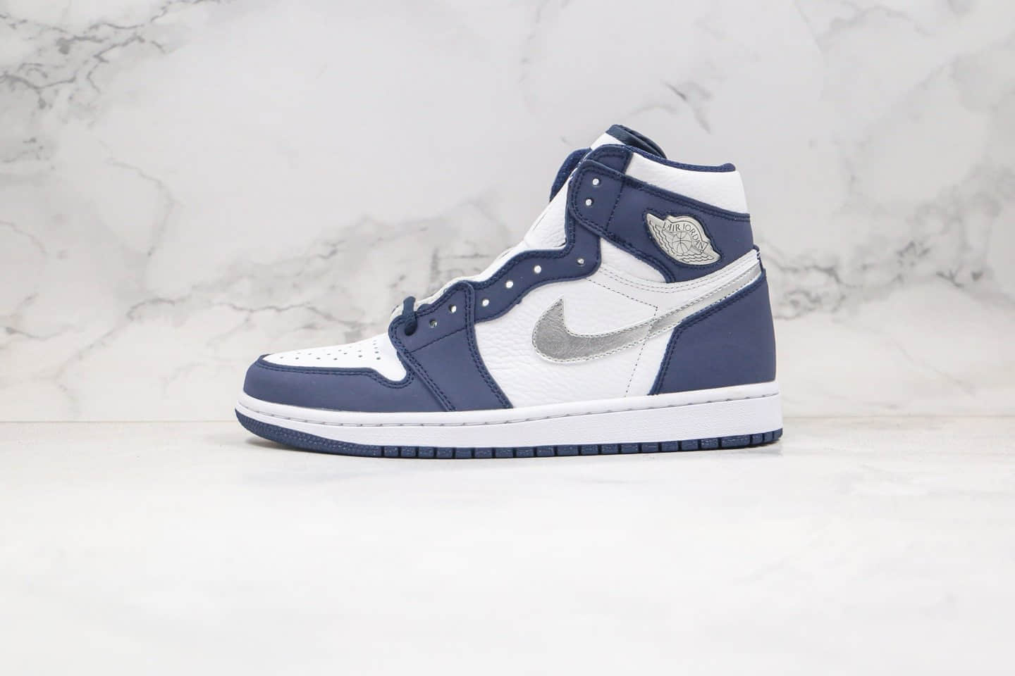 乔丹Air Jordan 1 Midnight Navy纯原版本高帮AJ1海军蓝银色篮球鞋正确后跟定型 (ID:48231) - 图片1