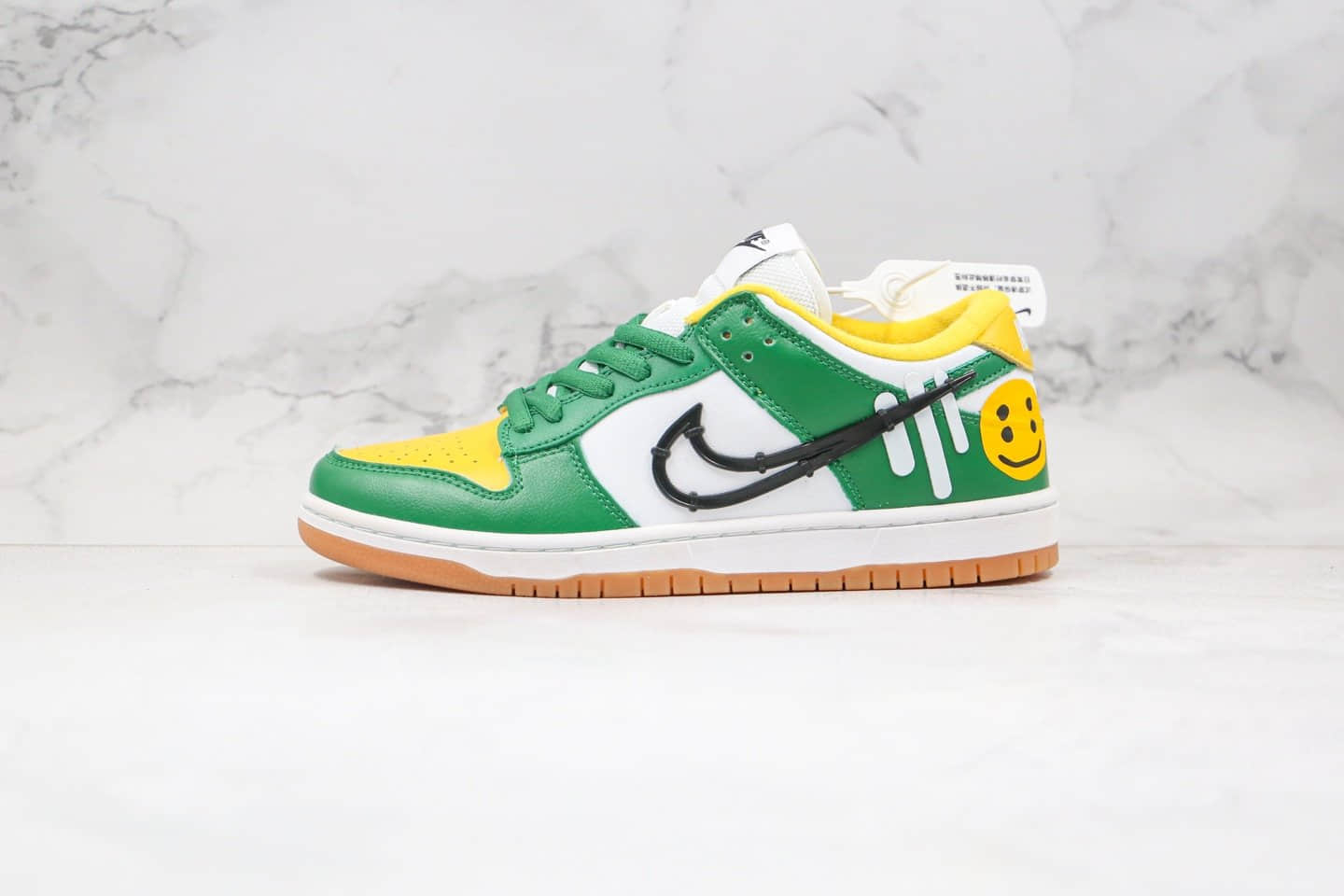 耐克NIKE SB DUNK纯原版本低帮DUNK笑脸涂鸦黄绿色板鞋内置Zoom气垫原盒原标 货号:CU1727-011