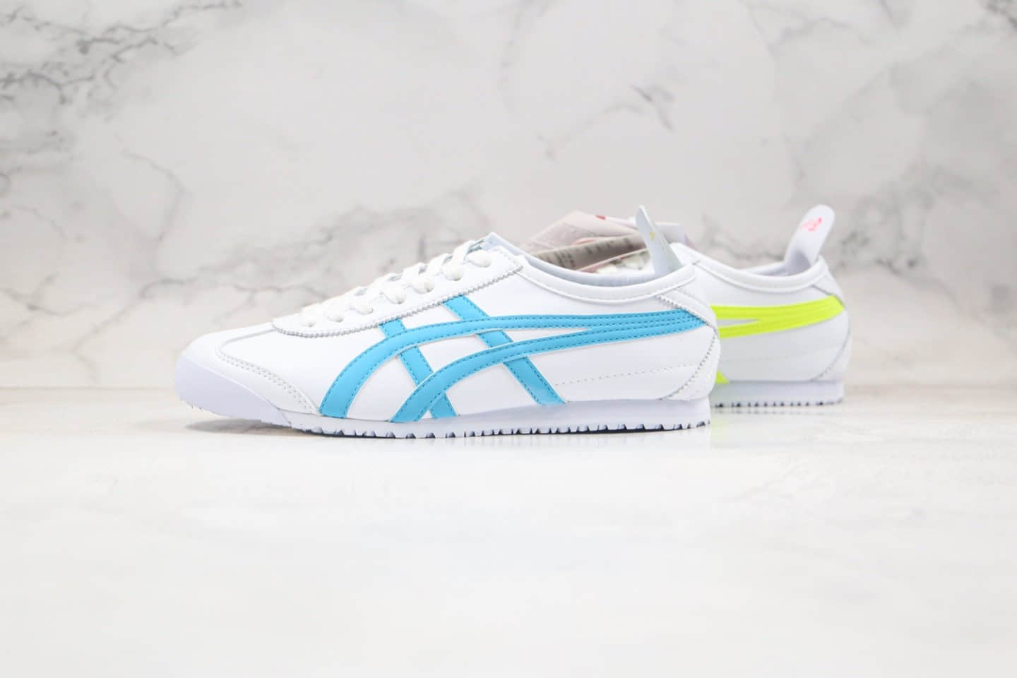 亚瑟士Asics Tiger Mexico 66鬼冢虎皮面休闲鞋四色鸳鸯黄蓝粉绿色原盒配件齐全 货号:B808K-0818