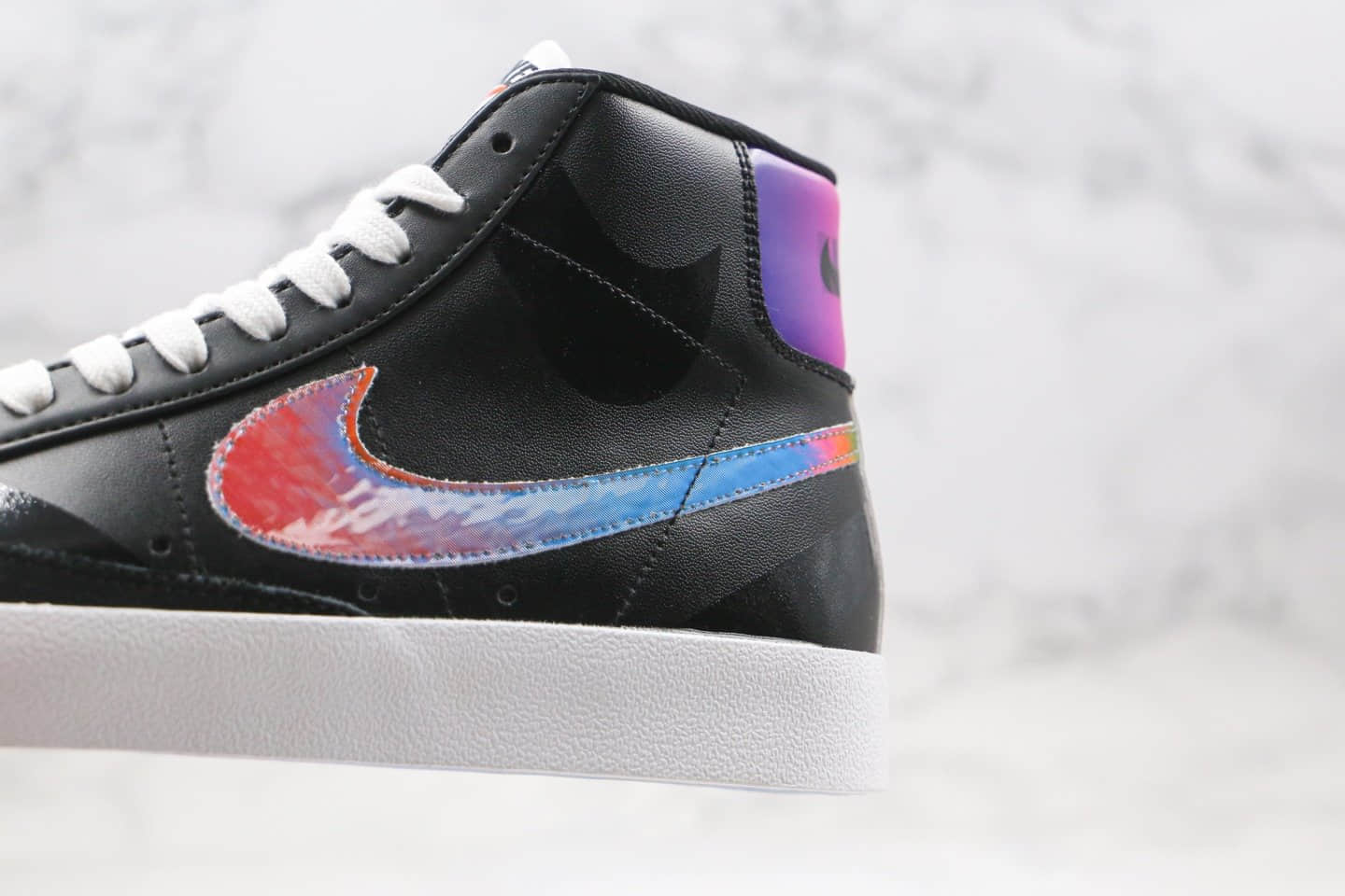 耐克NIKE BLAZER LOW The New Way纯原版本中帮开拓者黑彩虹炫彩夜光板鞋原楦头纸板打造 货号:CZ8653-036