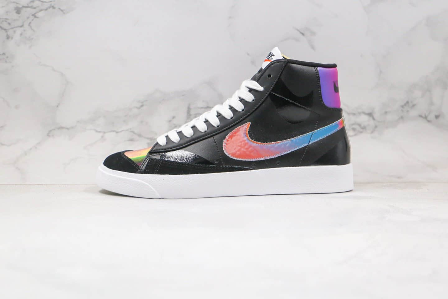 耐克NIKE BLAZER LOW The New Way纯原版本中帮开拓者黑彩虹炫彩夜光板鞋原楦头纸板打造 货号:CZ8653-036