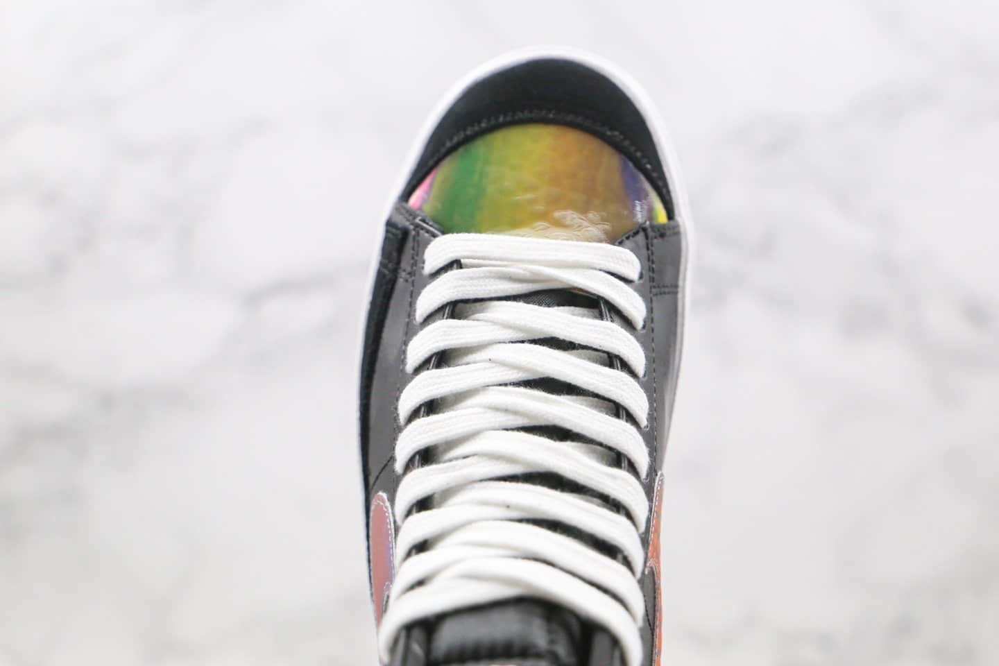 耐克NIKE BLAZER LOW The New Way纯原版本中帮开拓者黑彩虹炫彩夜光板鞋原楦头纸板打造 货号:CZ8653-036